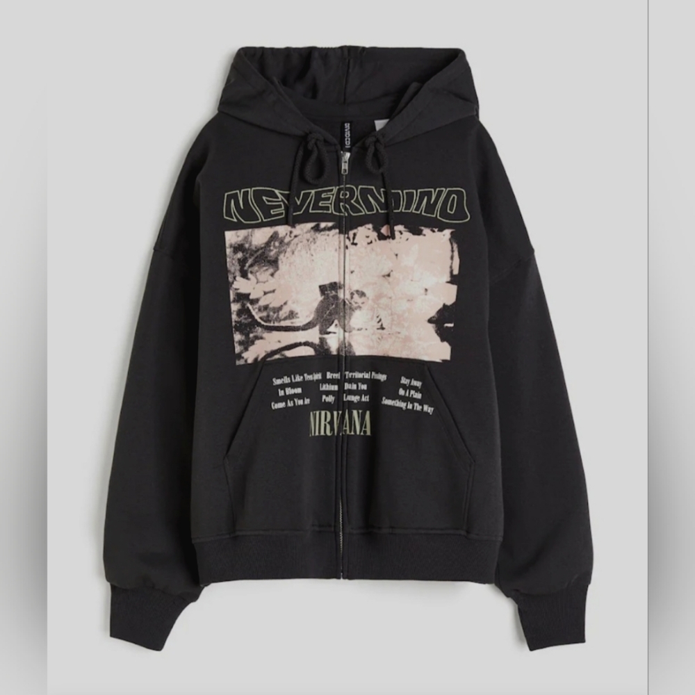 H&M Divided Nirvana Nevermind Oversized Printed Hooded Jacket Large